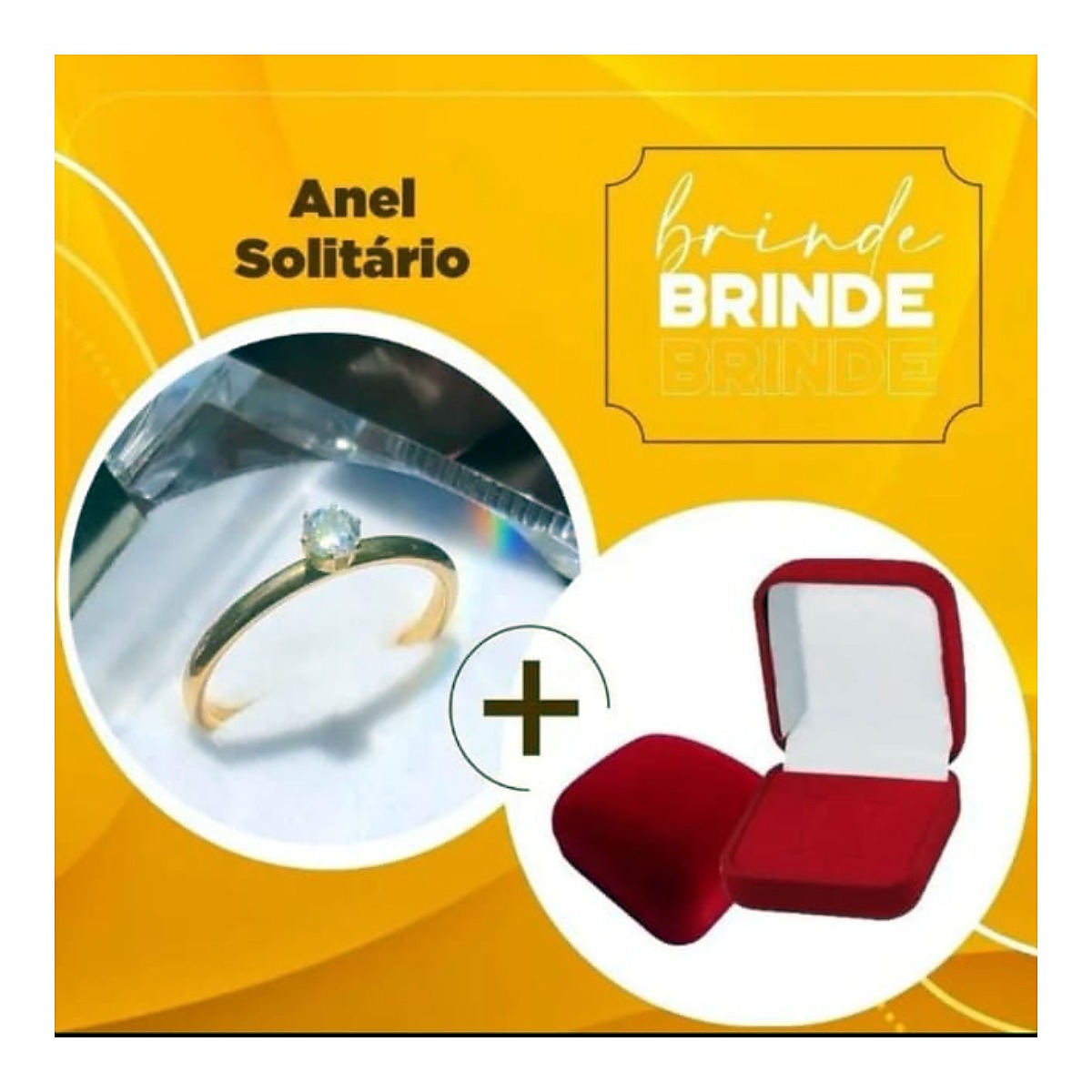 Combo com caixinha vermelha e anel solitário de brinde