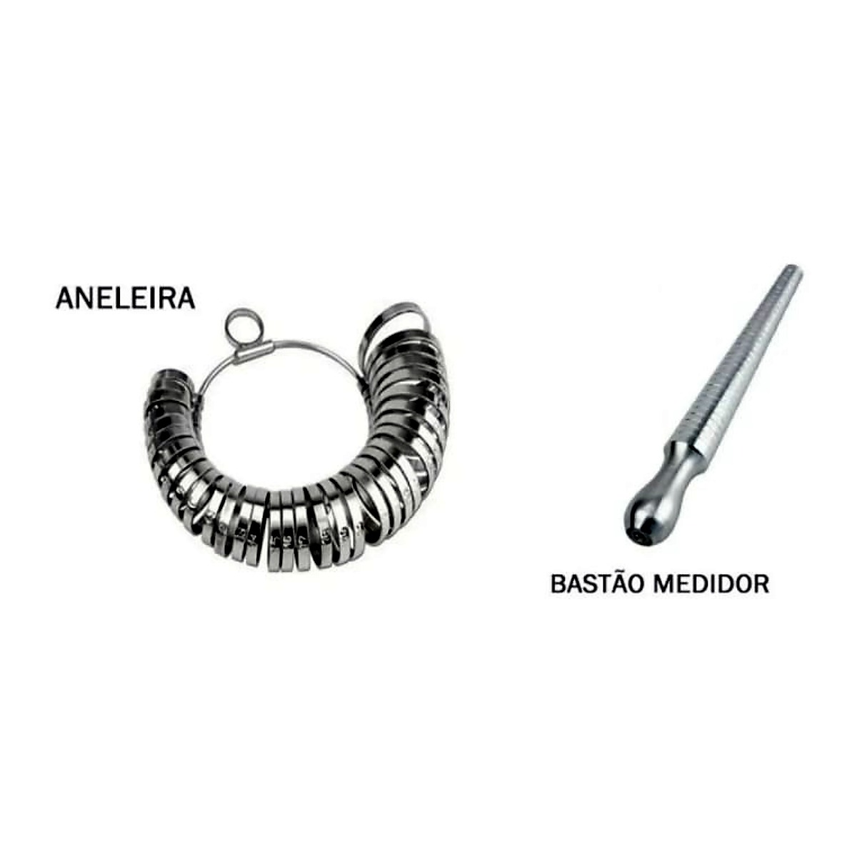 Aneleira e bastão medidor para medir aro